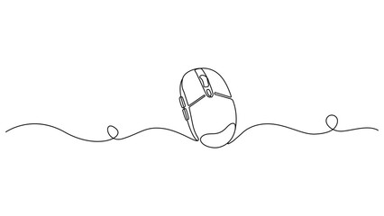 Fototapeta premium Computer Mouse Continuous One Line Drawing Minimalist Technology Illustration