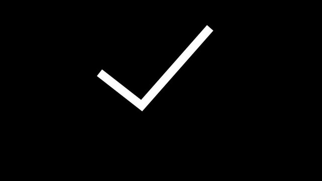 White checkmark animation glowing on black background for success confirmation