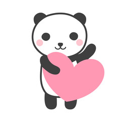 ハートを持つパンダのイラスト © pandamam