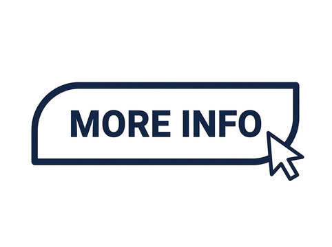 More info button with cursor arrow isolated on white background