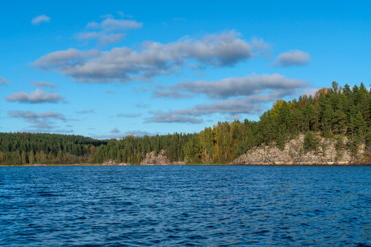 Ladoga Skerries National Park near the village of Lumivaara on a sunny autumn day, Republic of Karelia, Russia