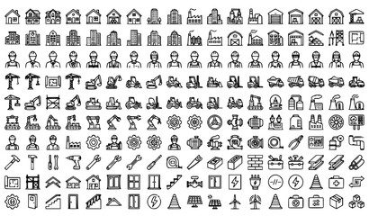 Obraz premium Professional Home Building Worker Industry Vector Icon Collection
