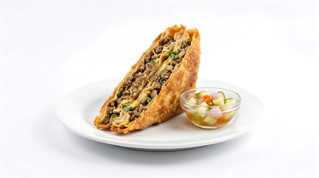 Martabak Telur Indonesian Savory Stuffed Pancake with Meat Egg and Onion