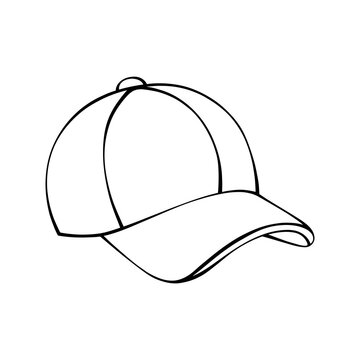 Minimalist baseball cap line art vector illustration isolated on transparent background for fashion, streetwear, and branding mockups design