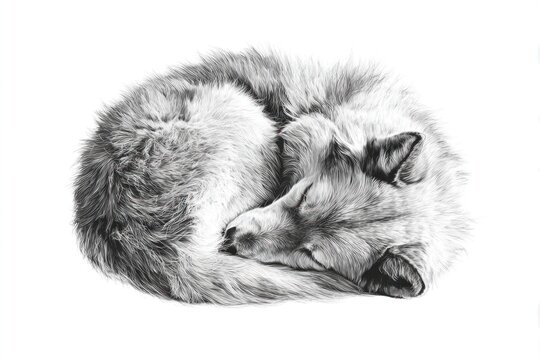 Sleeping fox with transparent background