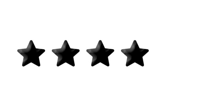 Black shape 5 Star Rating icon animated video 3D