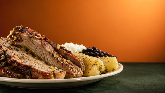 Cuban Lechon Asado Mojo Roast Pork with Yuca and Rice