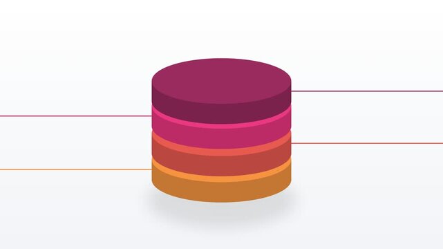 Multi-layered stacked cylindrical database diagram visualizing hierarchical data structure and information storage systems on a minimalist background