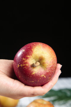Fresh Red Apple from Zhaotong Yunnan China Held in Hand