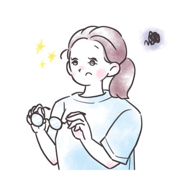 体調不良の人物イラスト　目の不調