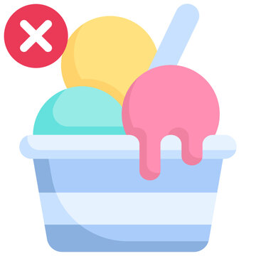 Avoid foods high in sugar flat icon. For presentation, graphic design, mobile application, web design, infographics or UI.