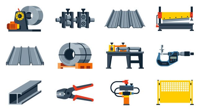 Metal roll forming equipment and industrial sheet metal processing set