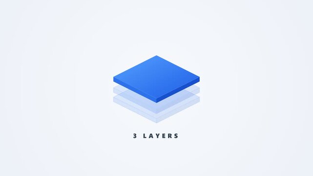 Isometric blue three layers icon representing data stack software architecture vector illustration