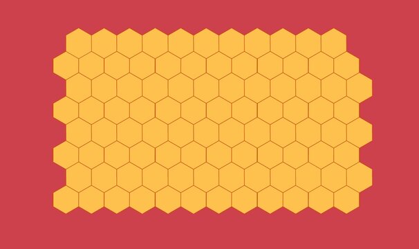 Golden honeycomb pattern with rich red bands framing the top and bottom. A bold warm geometric background suitable for packaging, wallpaper, textiles, labels, posters, branding, wrapping paper, and co