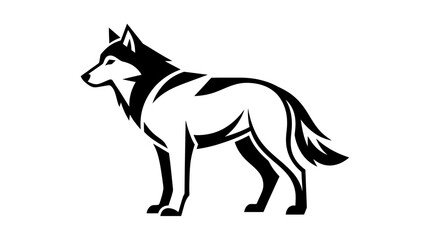 Fototapeta premium Minimalist Black and White Wolf Vector Illustration