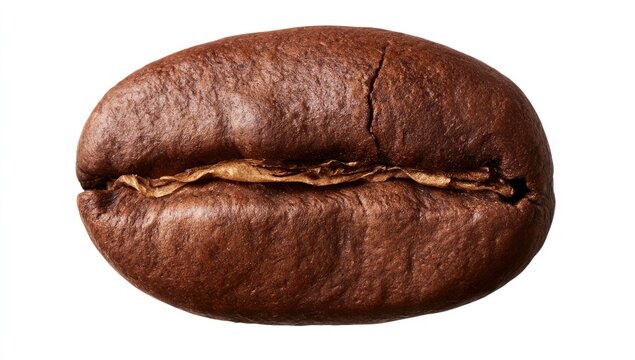 Macro Shot of a Single Roasted Coffee Bean with Detailed Texture.