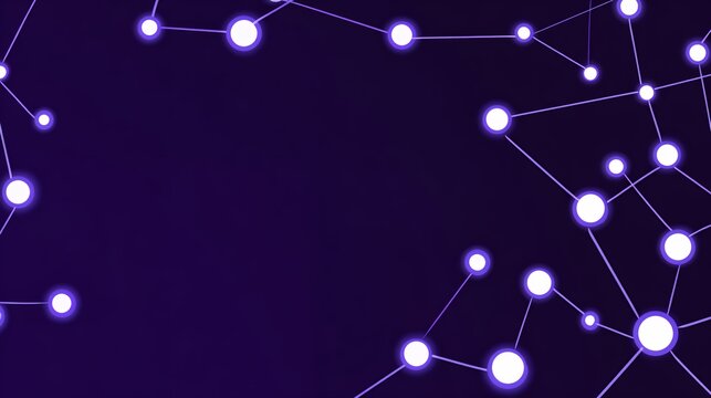 Abstract digital constellation network background with glowing purple nodes and connecting lines for big data technology presentation