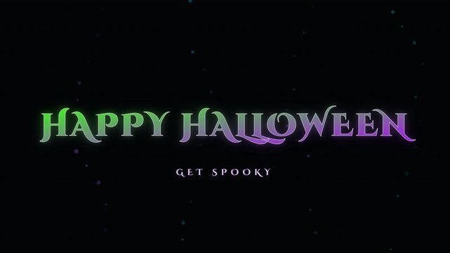 Happy Halloween text animation with flying bats on black background