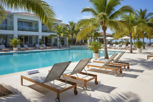 swimming pool in the tropical resort