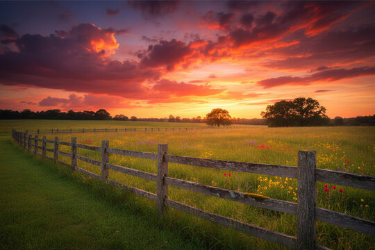 sunset in the field