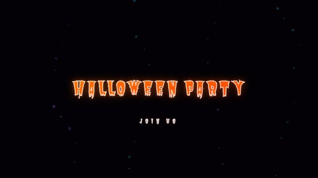 Dark Halloween Party text background with orange bokeh light effects
