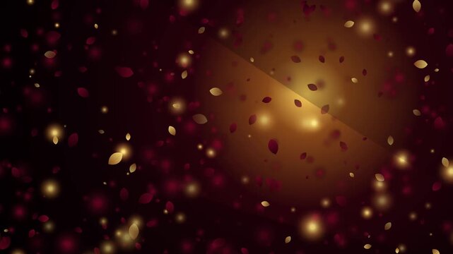 Abstract particles falling background with glowing golden lights animation 4K loop