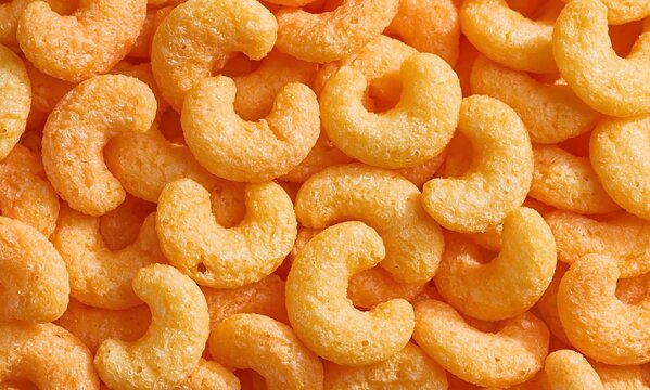  a dense pile of golden-orange curved corn flips filling the entire frame