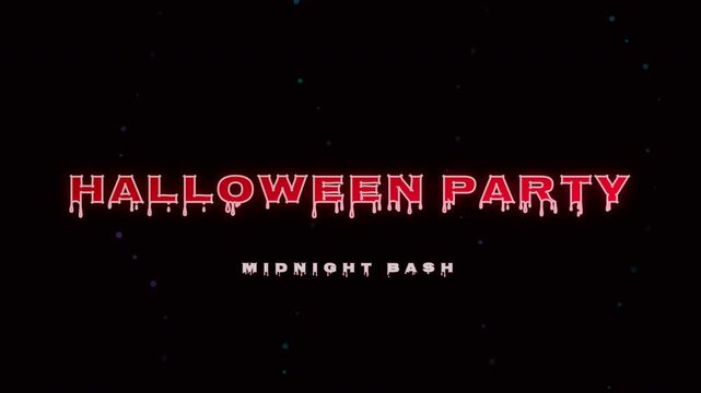 Halloween Party red glowing dripping text animation on black backdrop
