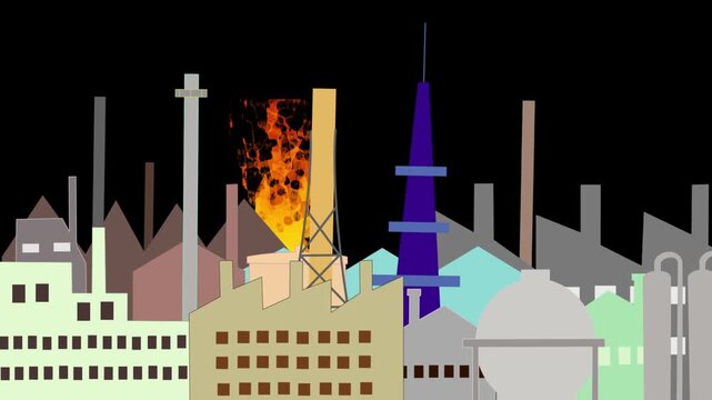 地震で被害を受けている工場地帯