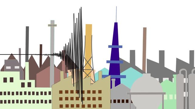 地震で被害を受けている工場地帯