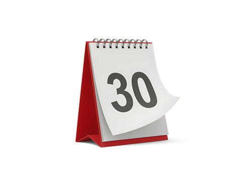 Calendar Stand Displaying Page Number Thirty Isolated Against Transparent Background transparent background
