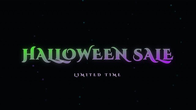 Halloween Sale Text with Glowing Green and Purple Particles Animation