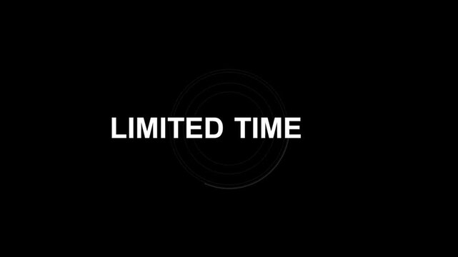 Promotional banner template with important limited time message and abstract circular countdown graphic on a dark backdrop