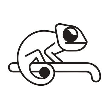 Hand-drawn chameleon mascot logo sketch holding magnifying glass for branding design