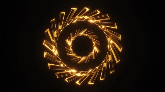 Golden Spiral Geometric Animation on Black Abstract Background