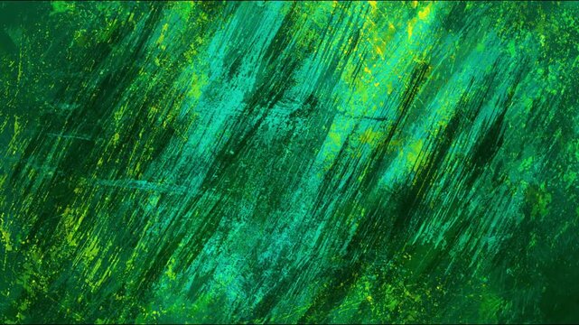 Lush Tropical Dark Green And Vibrant Cyan Abstract Grunge Background Featuring Random Flat Brush Strokes For Exotic Travel Videos