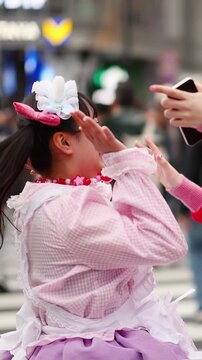 Japanese Decora Fashion Women High Five in Harajuku Tokyo