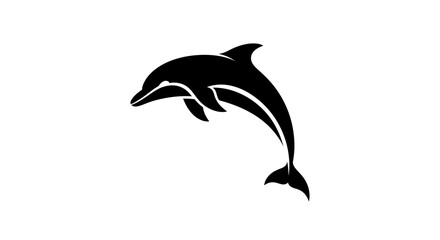 Naklejka premium Minimalist Black Silhouette of a Jumping Dolphin Graphic Isolated on a Clean White Background for Marine Life Design and Branding