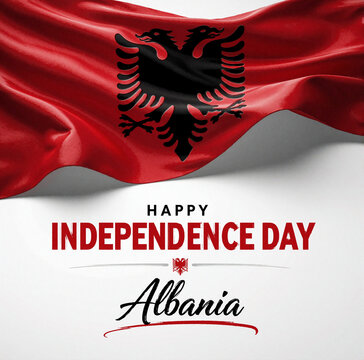 Albania Independence Day Celebration with Waving National Flag