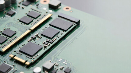 Fototapeta premium Circuit board showing m.2 storage slot and components