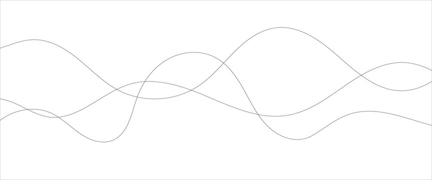 Minimalist gray wave lines on white background, abstract flowing curves, clean elegant line art for modern corporate branding