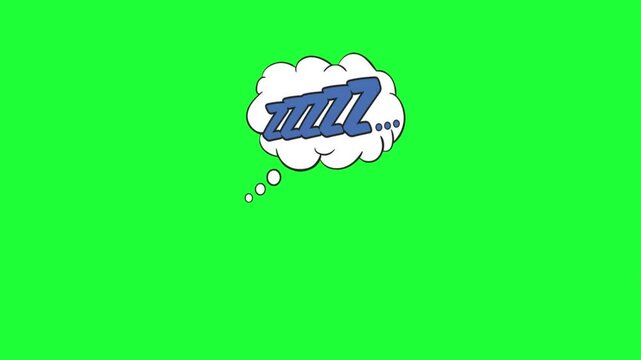 Comic zzz sleep thought bubble animation green