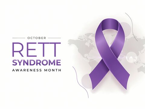 Purple awareness ribbon for rett syndrome awareness month in october