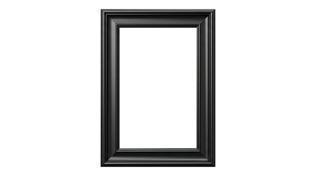 Black rectangular photo frame on transparent background