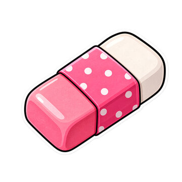 Pink school eraser isolated illustration