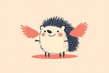 Obraz premium Happy hedgehog with angel wings