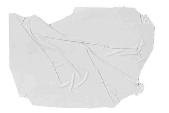 Blank white crumpled and creased paper poster element isolated
