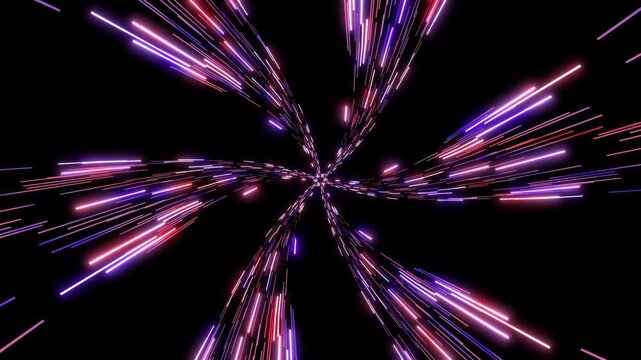 Pink and Purple Neon Warp Tunnel Animation with Radial Speed Light Trails