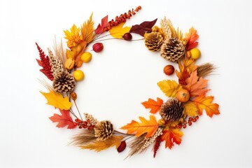 Naklejka premium Wreath autumn plant leaf.