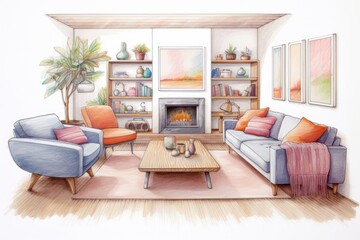 Fototapeta premium Room architecture furniture cushion.